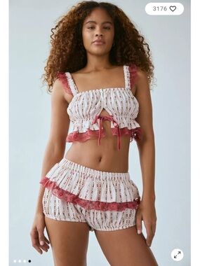 Urban Outfitters Out From Under, Hearts Desire Skirted Bloomer Shorts and Cami